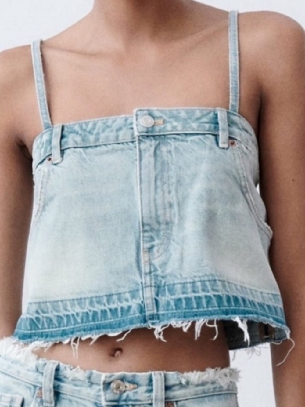 Zara - Denim Crop Tank Top